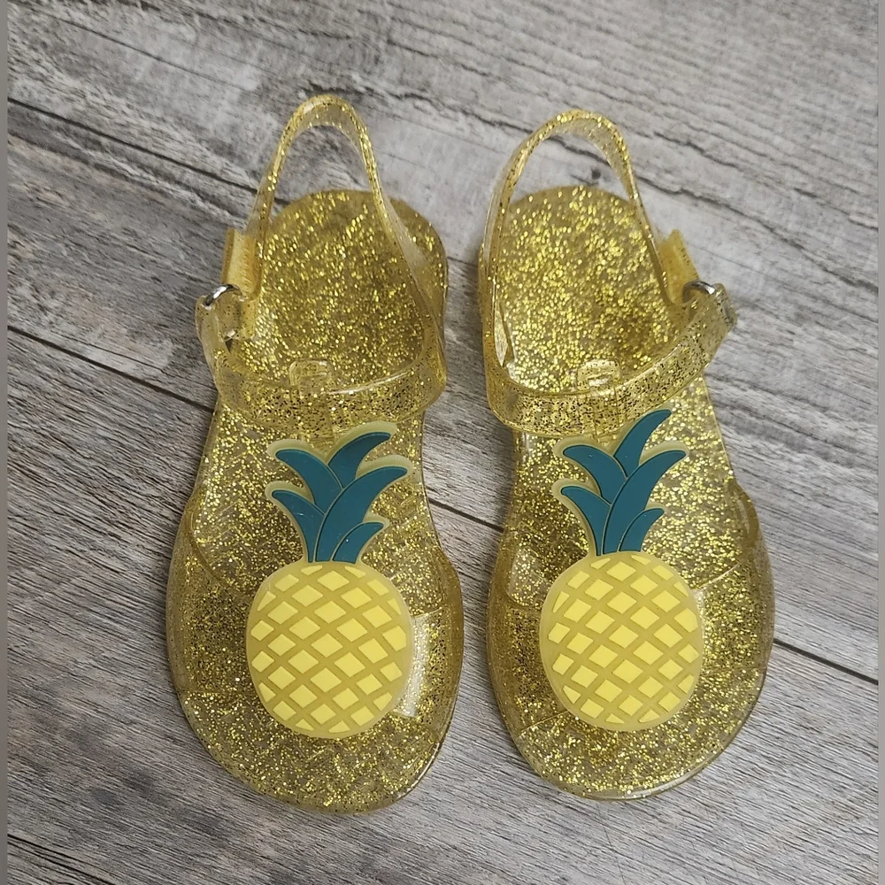 Old Navy Toddler Girls Jelly T-Strap Glittery Pineapple Sandals